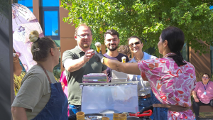 people enjoying artisanal ice cream